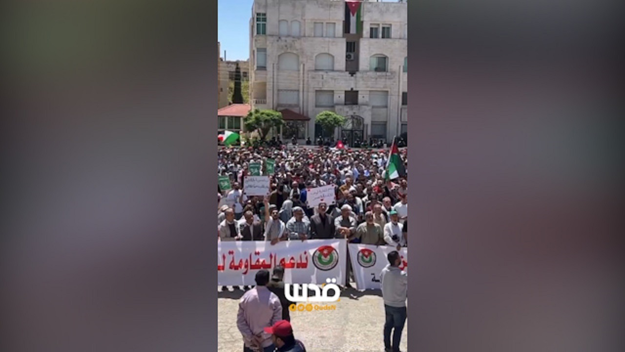 تظاهرات ادامه دار اردنی‌ها در حمایت از فلسطین + فیلم
