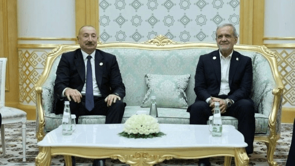 دیدار پزشکیان و الهام علی‌اف در ترکمنستان