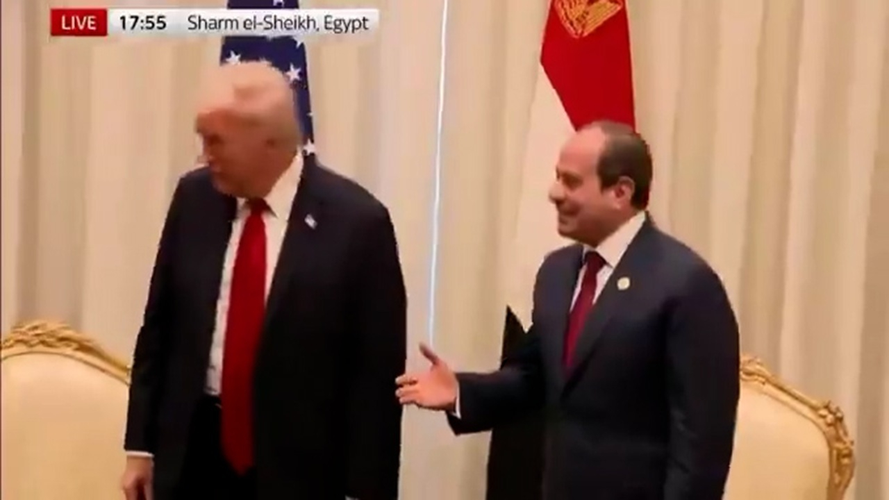 نادیده گرفته شدن رئیس جمهور مصر توسط ترامپ + فیلم