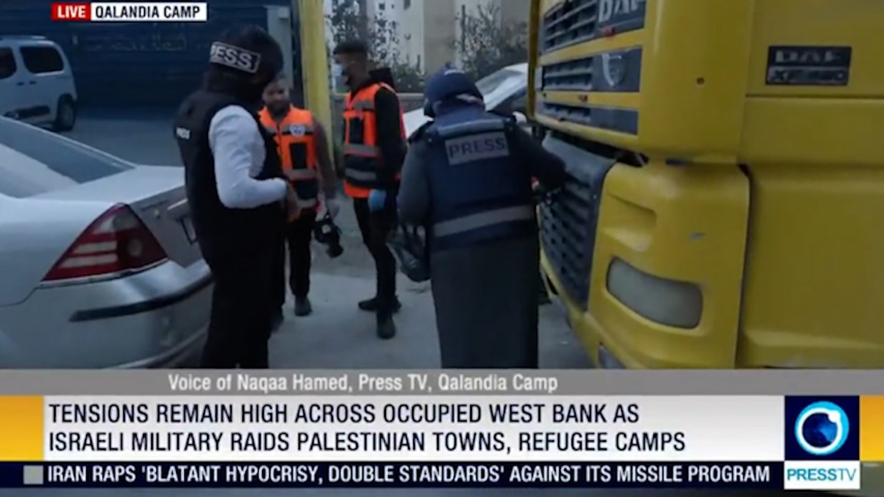 شلیک نظامیان صهیونیست به خبرنگار پرس‌تی‌وی در کرانه باختری + فیلم