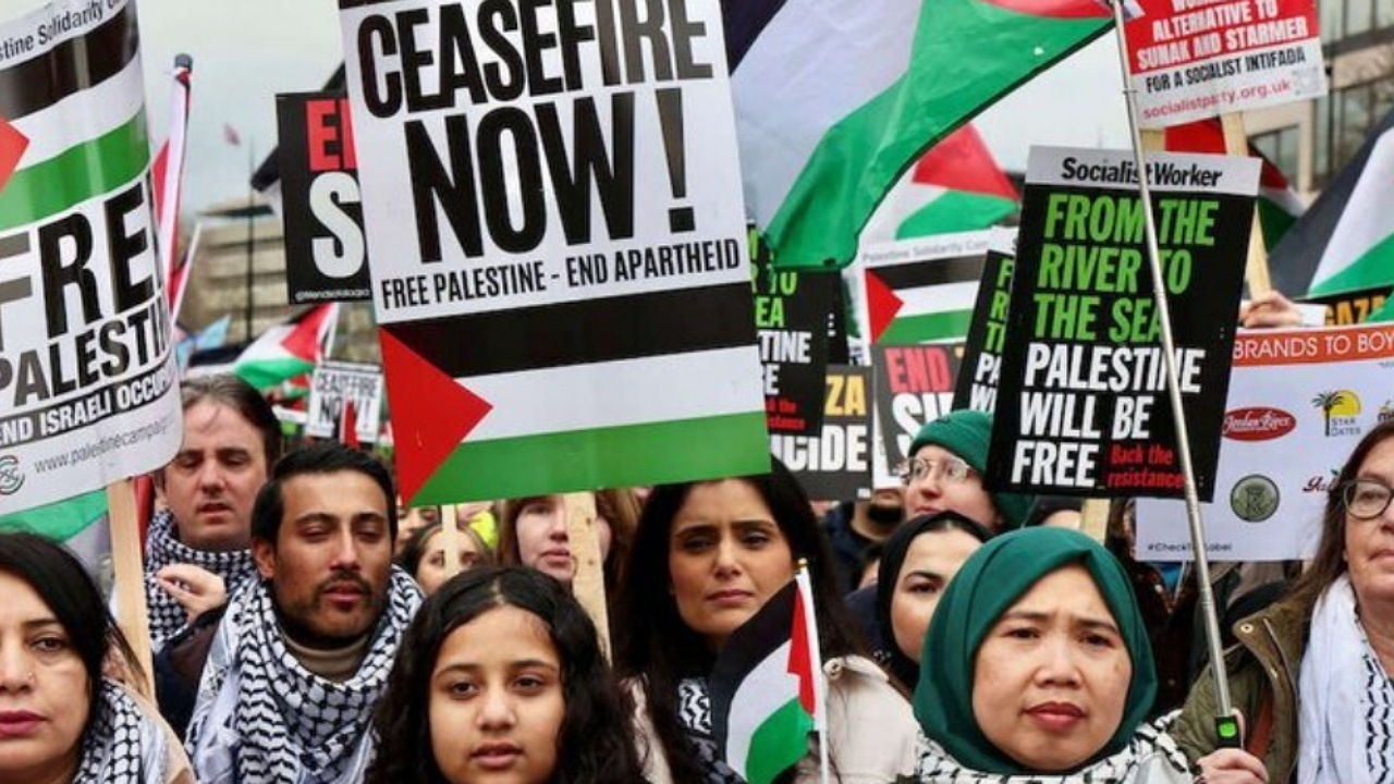 بازداشت ۴۰۰ نفر در تظاهرات لندن به دلیل حمایت از فلسطین