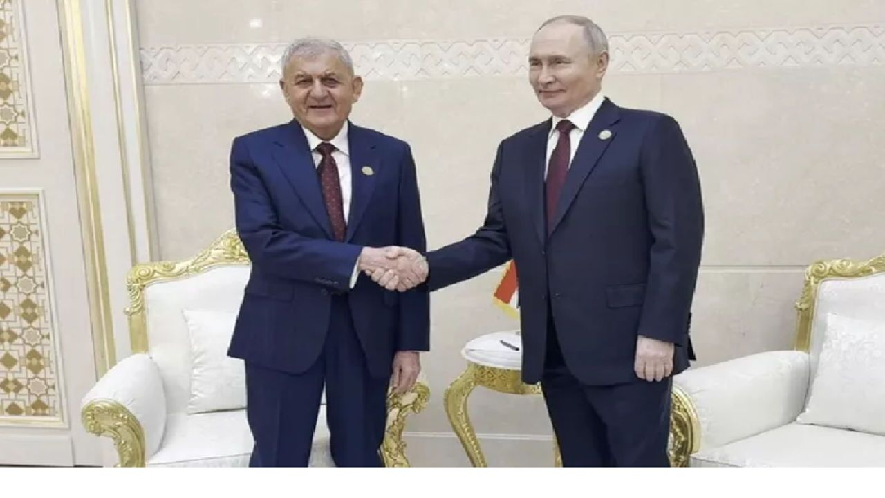 دیدار پوتین و رئیسجمهور عراق در عشقآباد