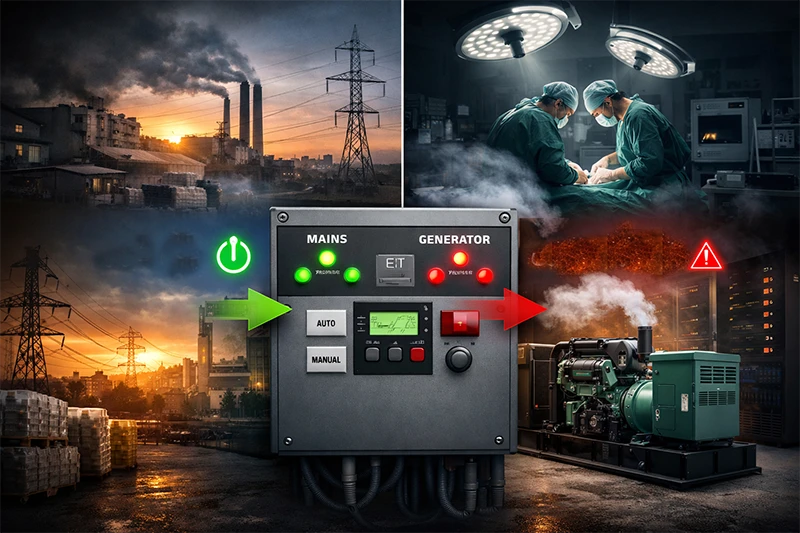 چنج‌آور مدار فرمان ژنراتور اضطراری با اولویت برق شهر