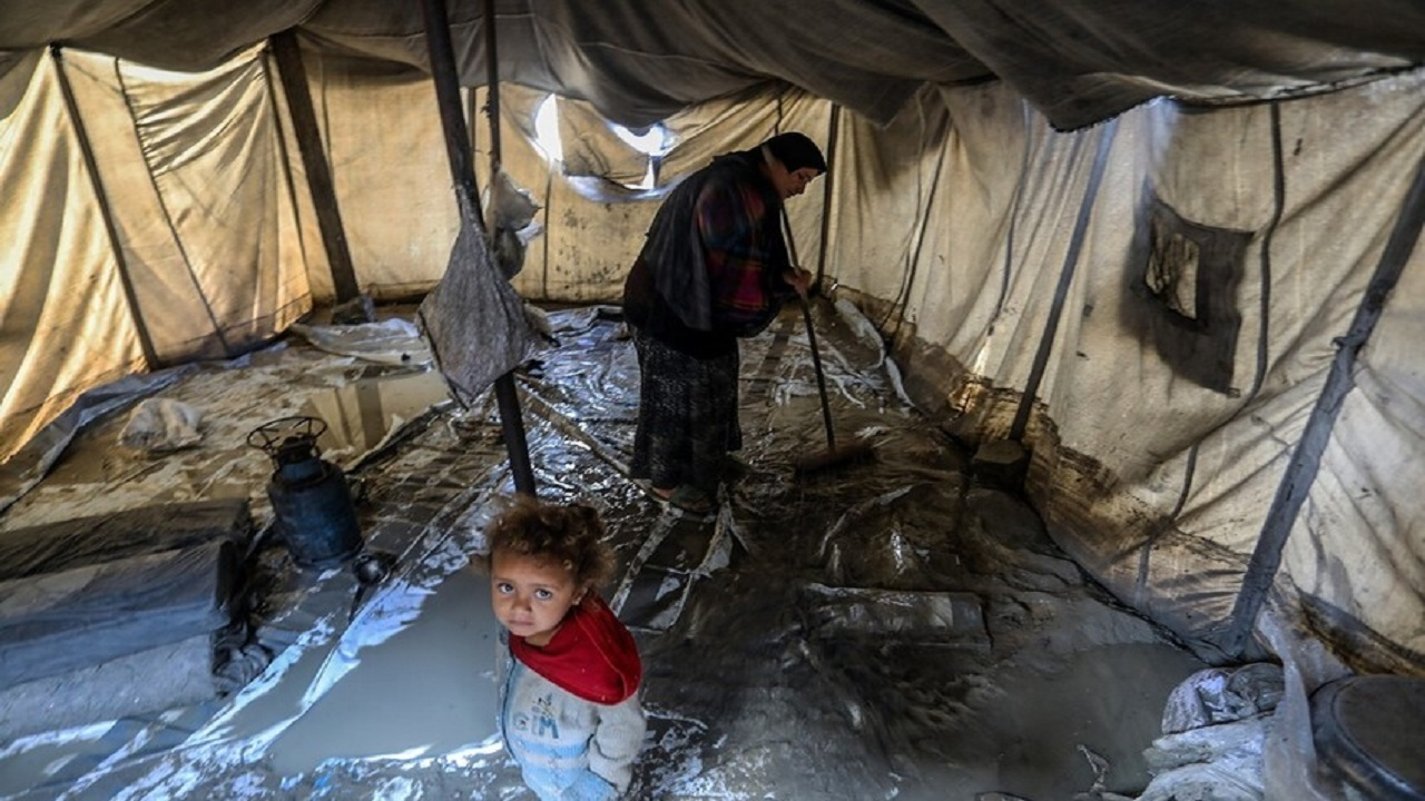 سیل ویرانگر در کرانه باختری و غزه؛ وخامت اوضاع آوارگان در چادرها