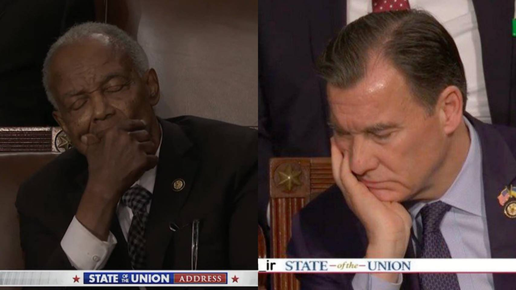 چرت زدن اعضای کنگره هنگام سخنرانی ترامپ + فیلم