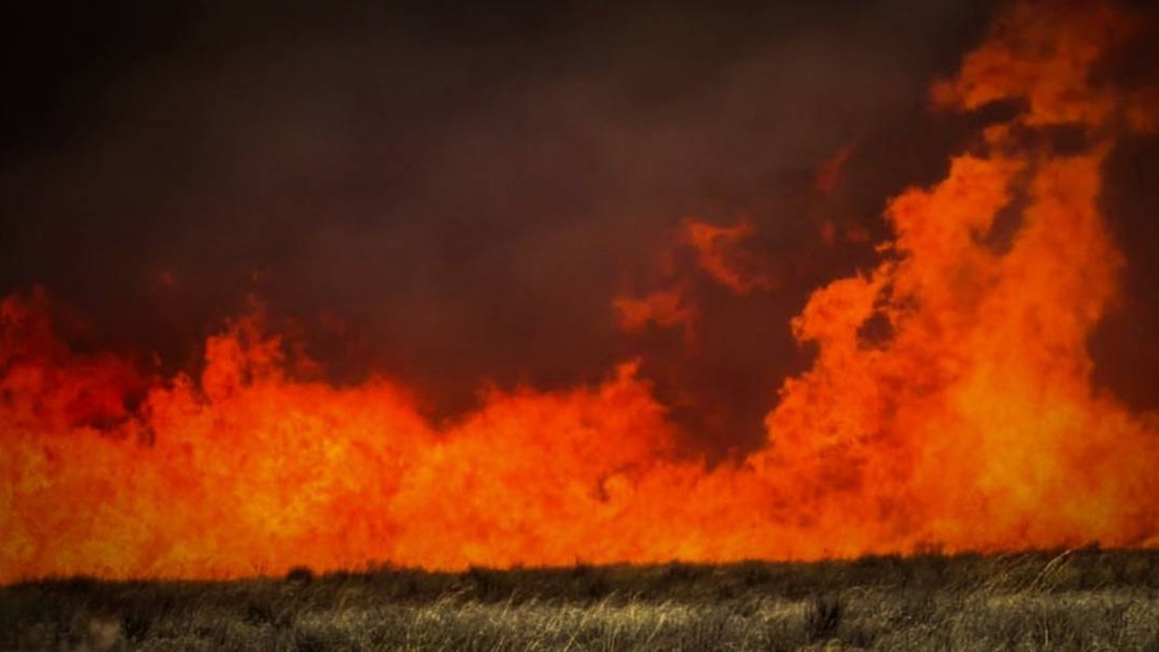 آتش‌سوزی گسترده در منطقه پنهندل ایالت اوکلاهما در ایالات متحده + فیلم