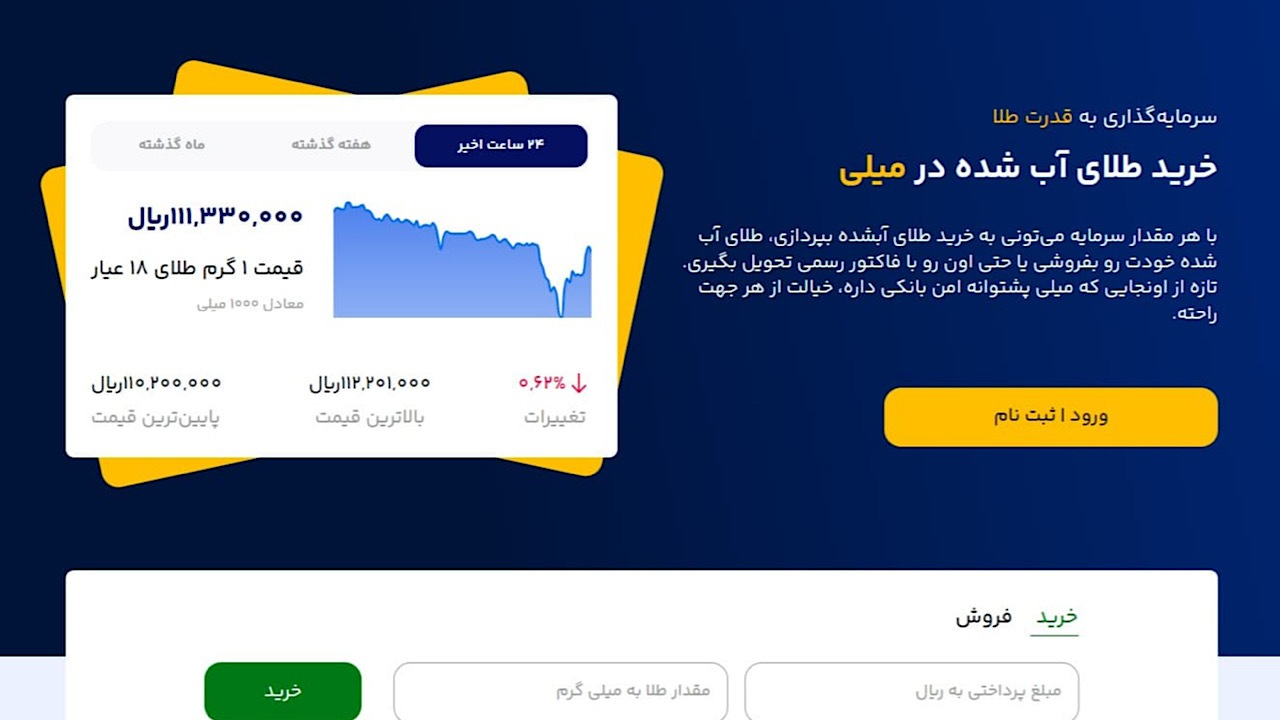 میلی مرجع خرید طلای آب شده آنلاین بدون اجرت